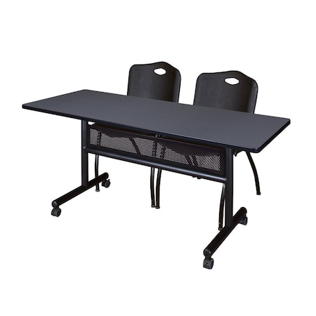 Kobe Rectangle FlipTop Table, 60" W, 29" H, Laminate Top, Gray MKFTM6024GY47BK
